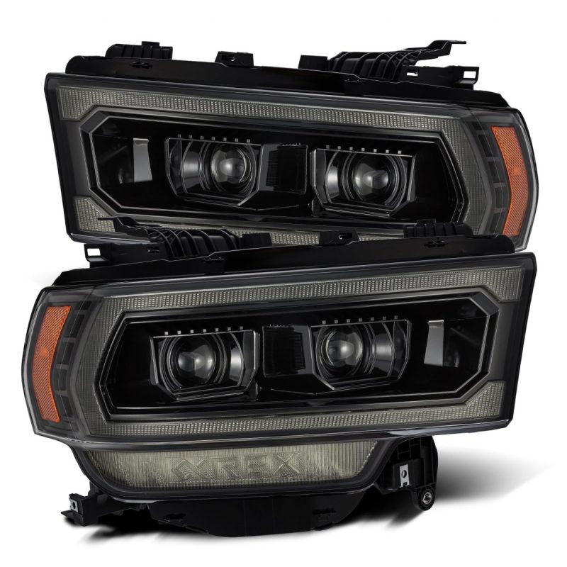 AlphaRex 19-21 Ram 2500 PRO-Series Projector Headlights Plank Style Alpha Black w/Activation Light