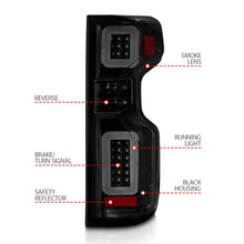 Load image into Gallery viewer, ANZO 19-21 Chevy Silverado Work Truck Full LED Taillights Blk Housing Smoke Lens G2 (w/C light Bars)