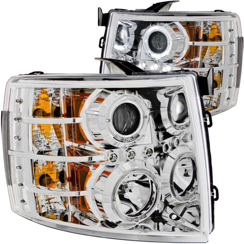 ANZO 2007-2013 Chevrolet Silverado 1500 Projector Headlights w/ Halo Chrome