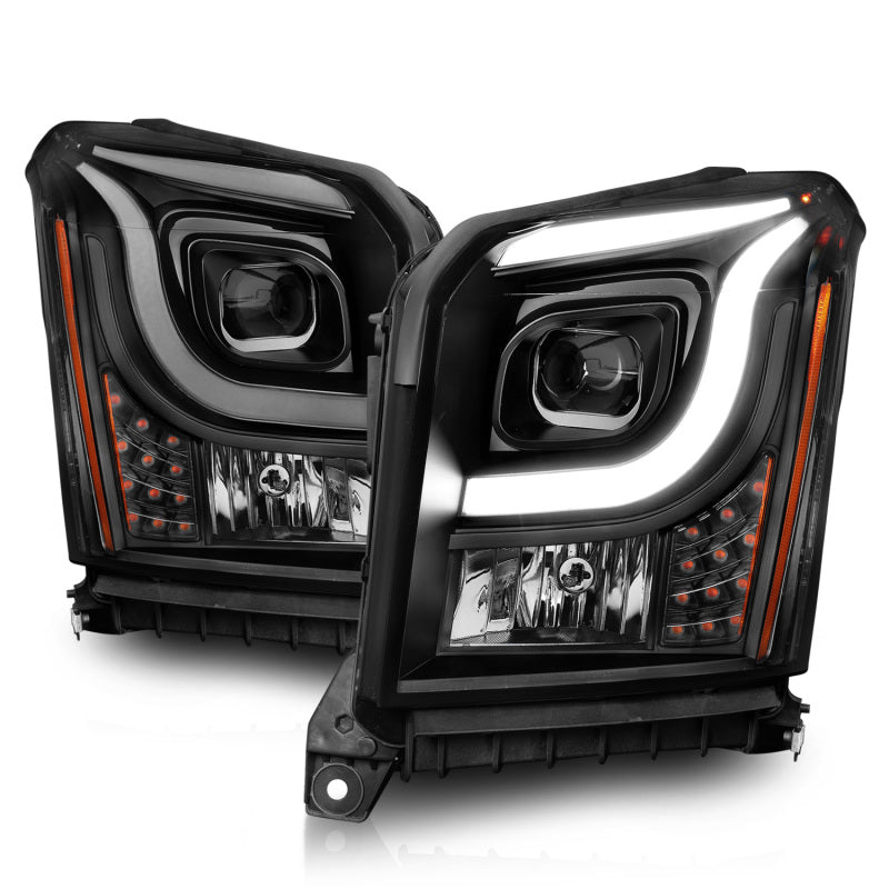 Anzo 15-17 GMC Yukon/Yukon XL Projector Headlights Black Housing/Clear Lens (w/ Light Bars)