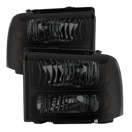 xTune Ford F250/350/450 Super Duty 05-07 Crystal Headlights Black Smoked HD-JH-FS05-AM-BSM