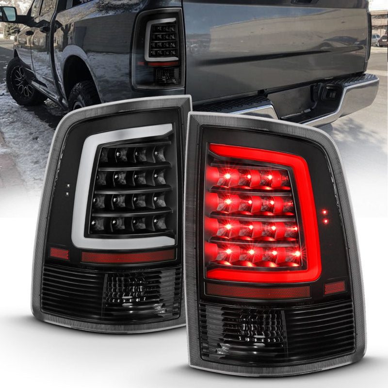 ANZO 2009-2018 Dodge Ram 1500 LED Taillight Plank Style Black w/Clear Lens