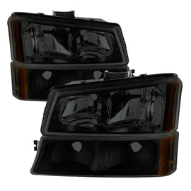 xTune Chevy Silverado 2500HD 03-06 Crystal Headlights w/ Bumper Lights HD-JH-CSIL03-AM-BSM-SET