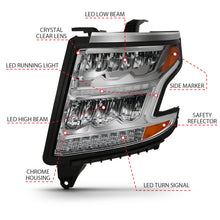 Load image into Gallery viewer, ANZO 15-20 Chevy Tahoe/Suburban LED Light Bar Style Headlights w/Sequential Chrome w/Amber