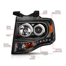 Load image into Gallery viewer, ANZO 2007-2014 Ford Expedition Projector Headlights w/ Halo Black