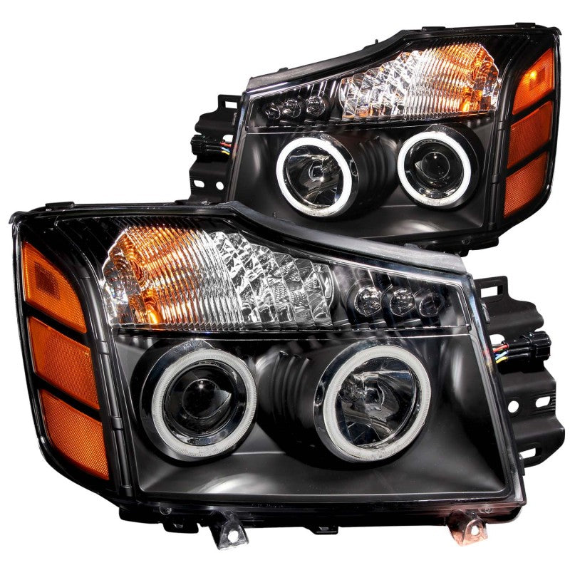 ANZO 2004-2007 Nissan Armada Projector Headlights w/ Halo Black (CCFL)